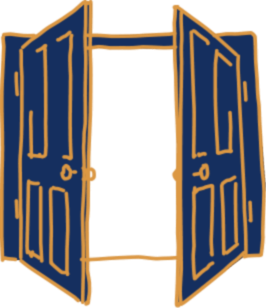 Illustration with an open door