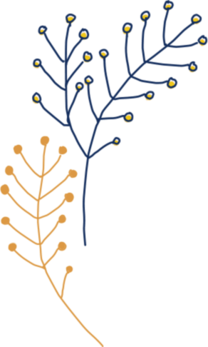 Illustration of a yellow and blue plants