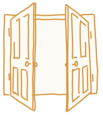 Illustration with an open door